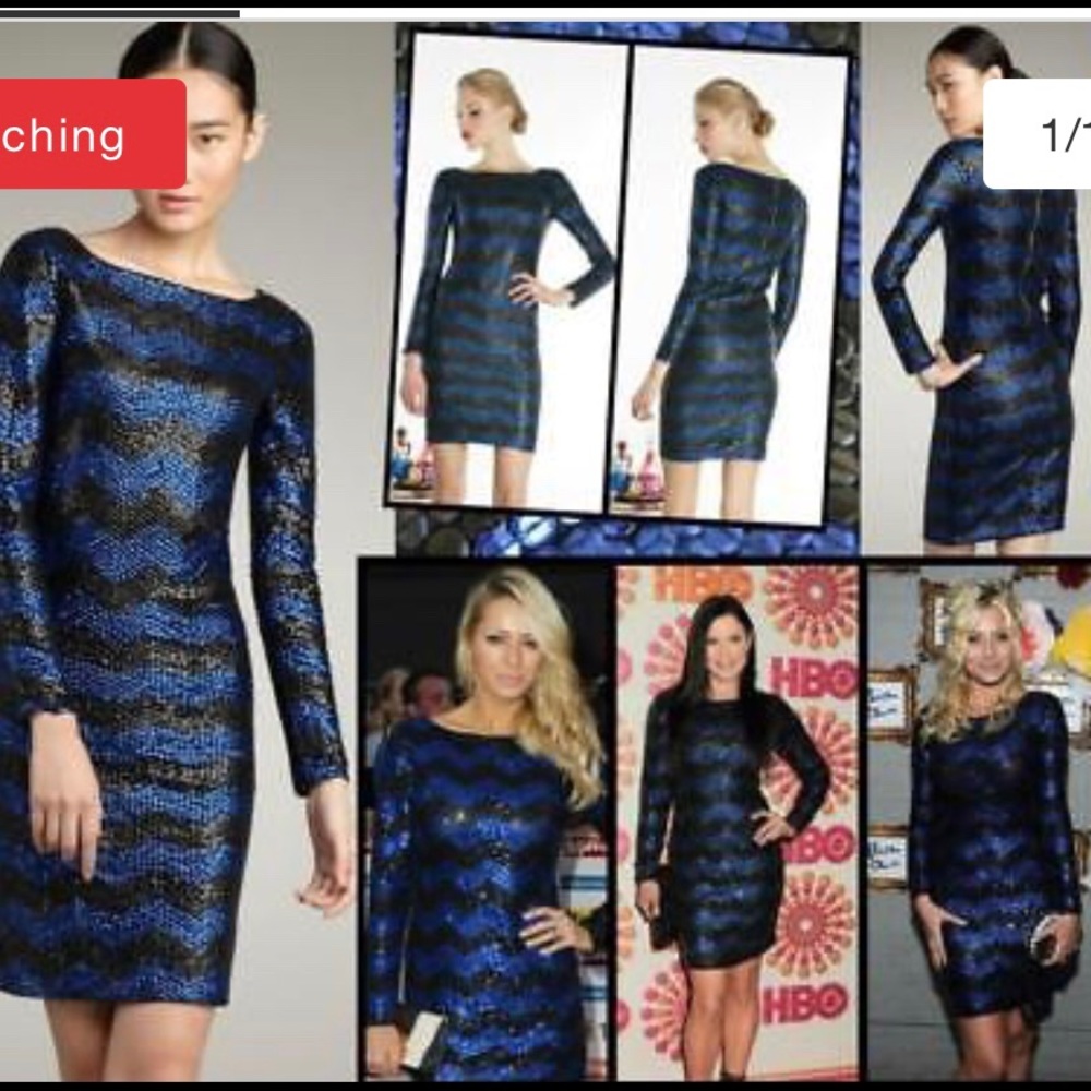 Alice Olivia Fiona Sequin Chevron Stripe Dress - image 5